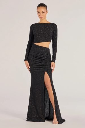 Brynn Long Sleeve Glitter Cutout Mermaid Dress
