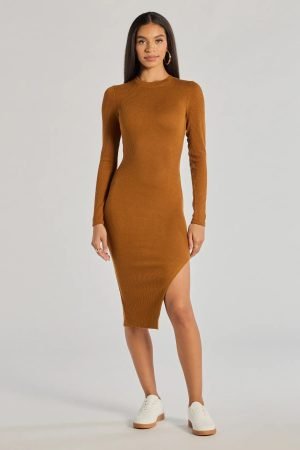 All Things Cozy High Slit Knit Midi Dress