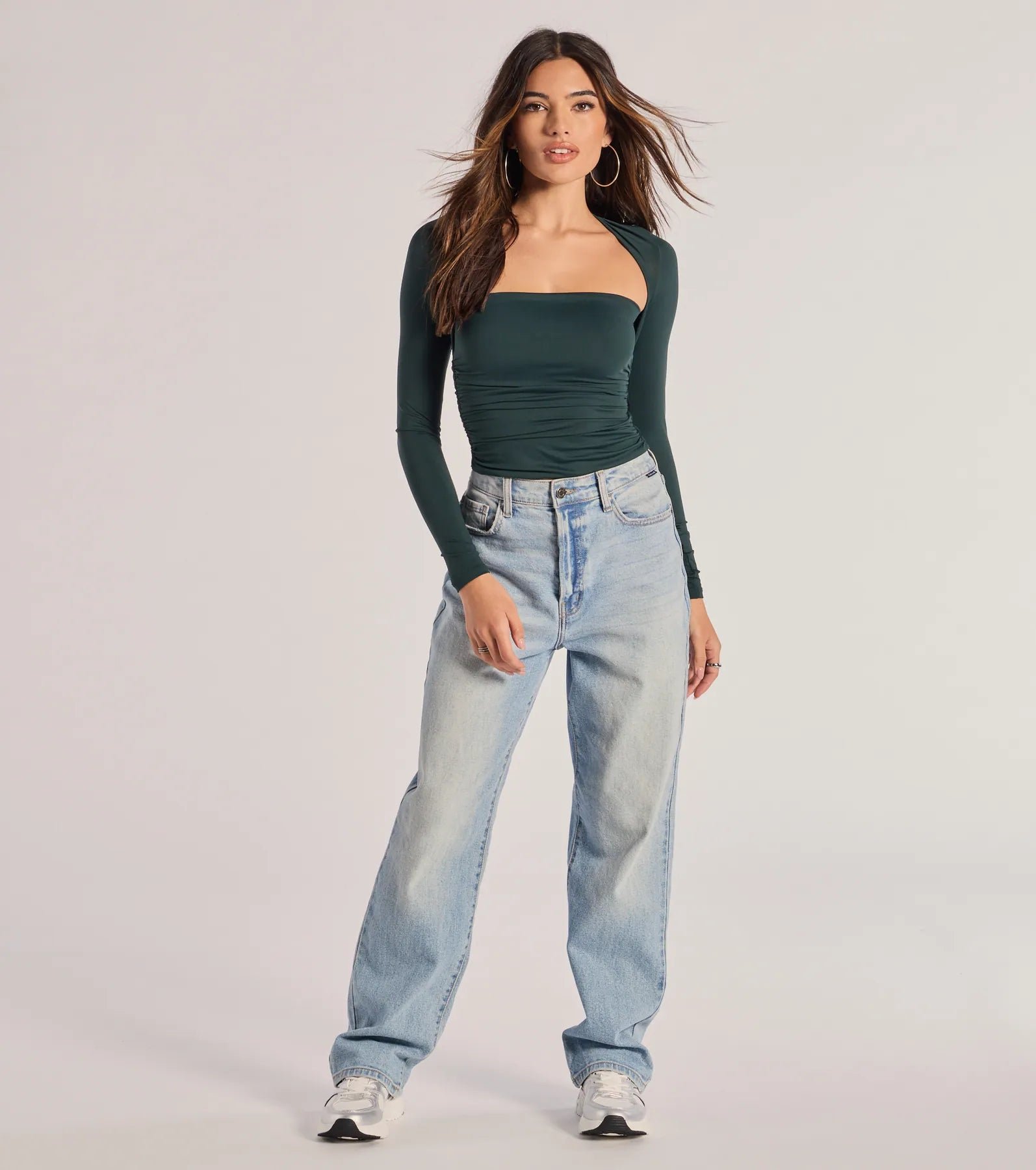 Effortlessly Chic Long Sleeve Ruched Top - Image 3