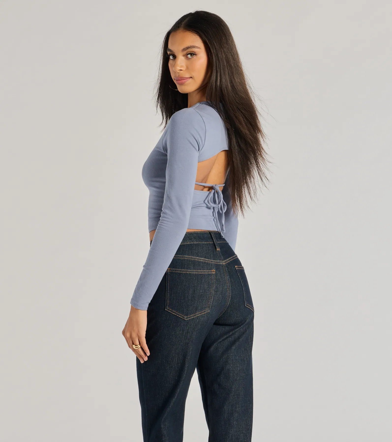 Elevated Staple Open Back Long Sleeve Top - Image 2